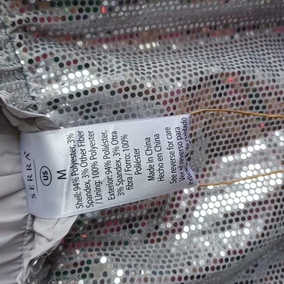 SERRA Ladies Silver Sequin A-Line Mid Length Skirt Size M NWT - Picture 6 of 7